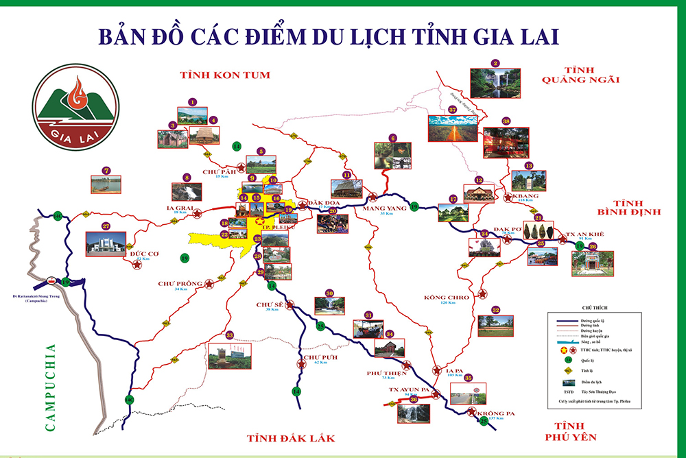 Bản đồ bản đồ du lịch gia lai trực quan và tiện lợi